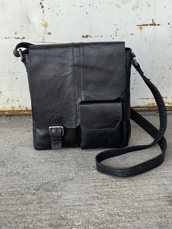 Springfield flapp/crossoverveske i skinn black