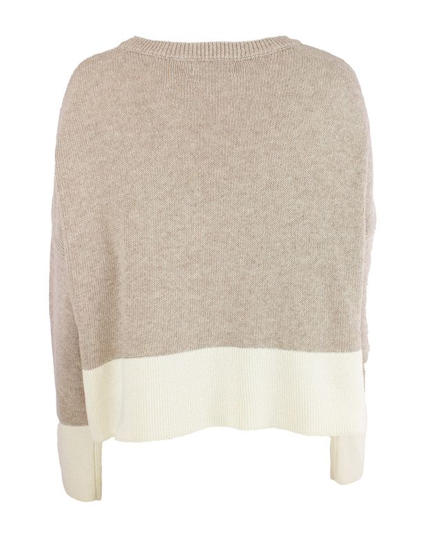 Boheme Genser Bomullsmix 2 Farget Sand/Offwhite