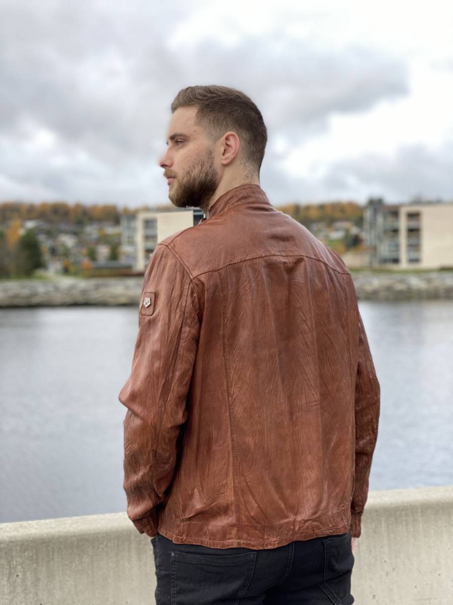 Milestone Stevens lett lammeskinnsjakke i cognac