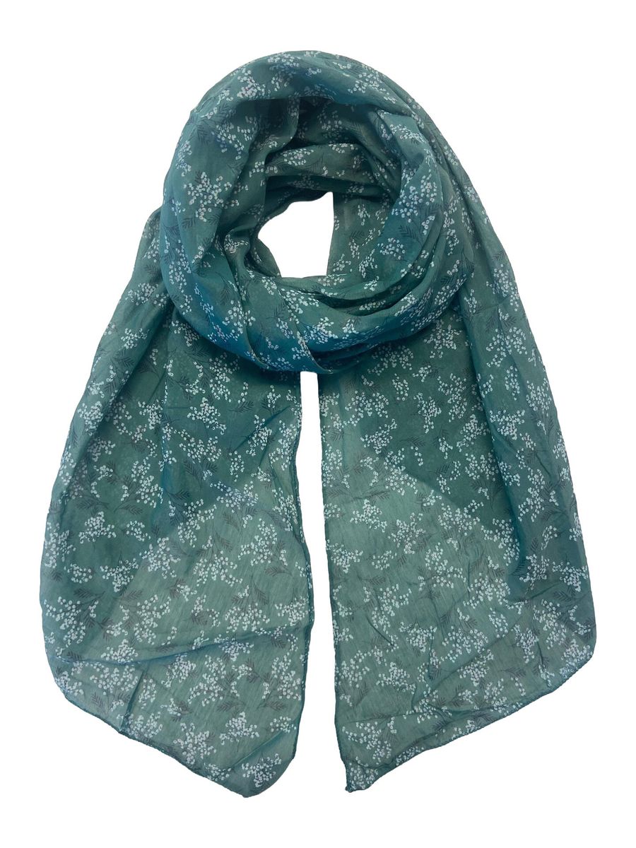 Intex Bomullsskjerf M/Blomster Green