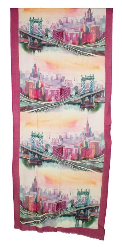 Boheme Scarf i Ull/Viscose Rose Print