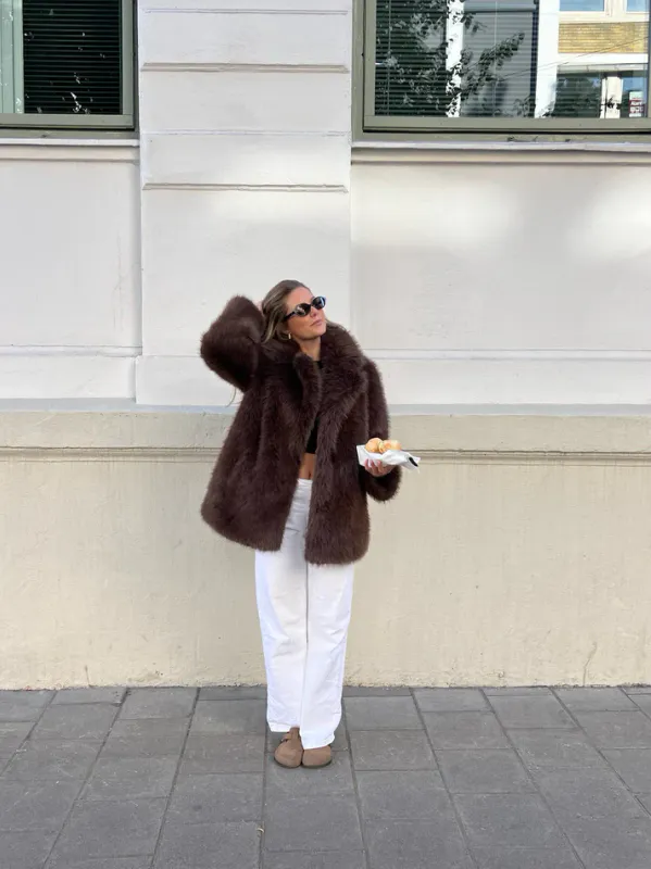 Clermonte Maya Fake Fur Jacket Chocolate