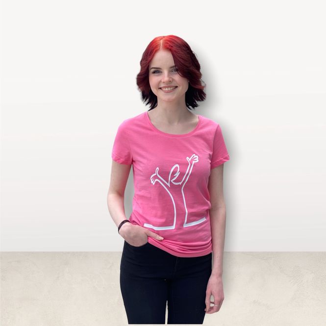 Hovedbilde Dame Streken T-Shirt Happy i Pink