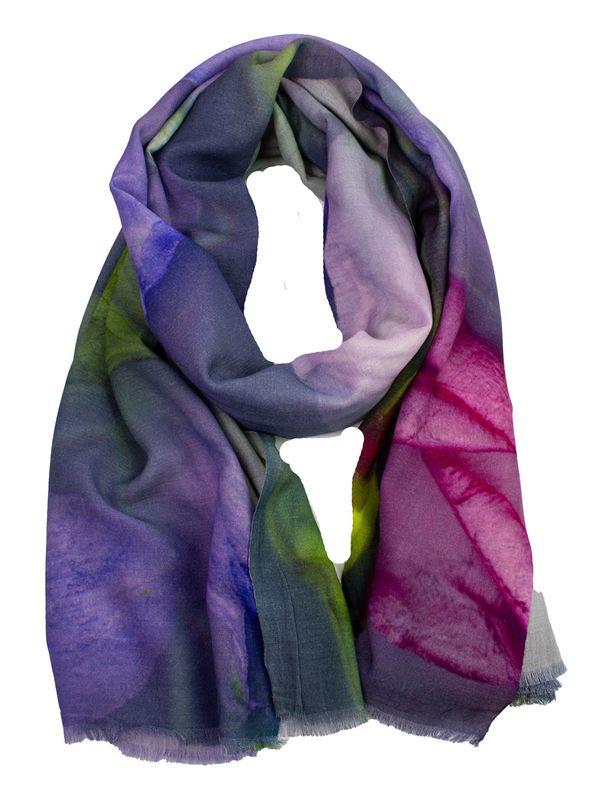 Boheme Ullmix Skjerf i Lilla Print