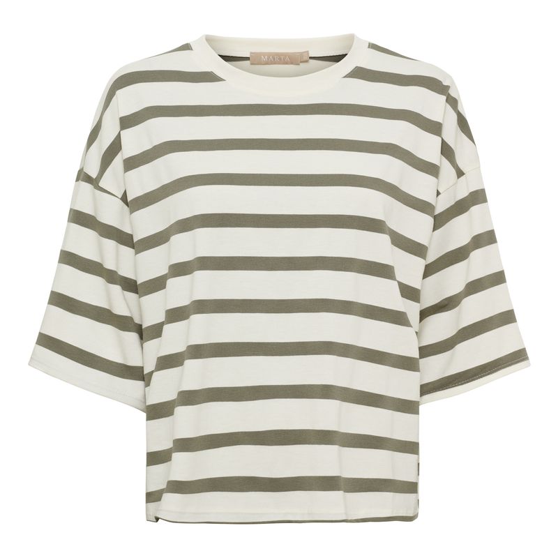 Marta MdcSage T-Shirt Olive/Stripes Onesize