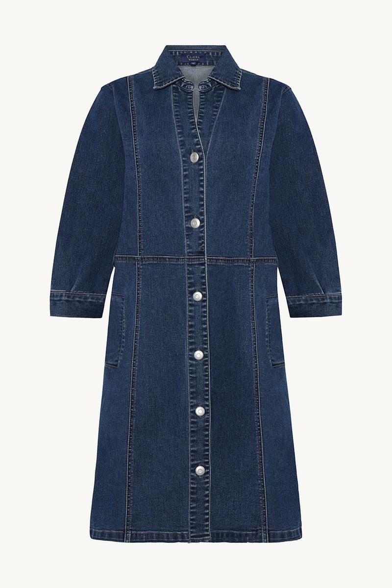 Claire Kimmie Kjole i Mellom Blue Denim