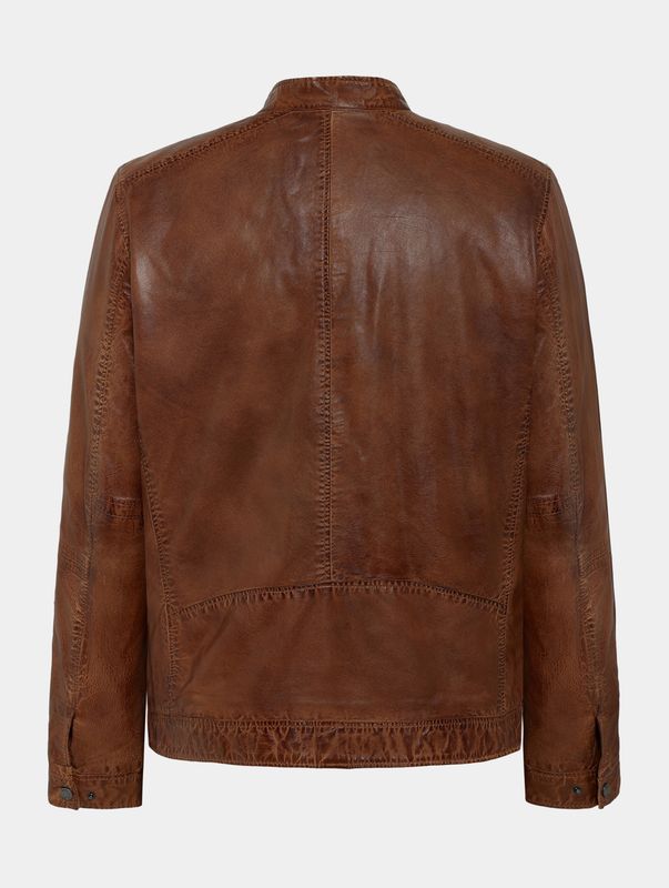 Saki Widar Biker Lammeskinnsjakke i Deep Brandy