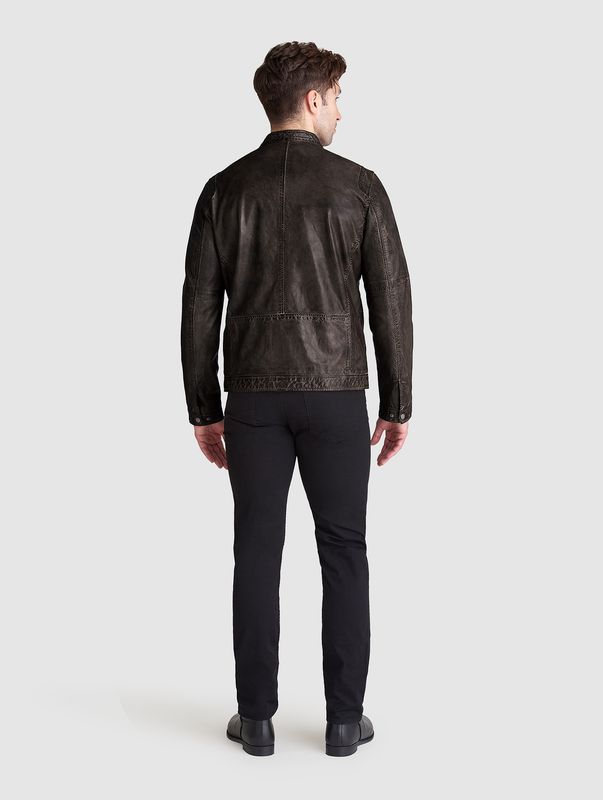 Saki William 2 Skinnjakke i Dark Brown