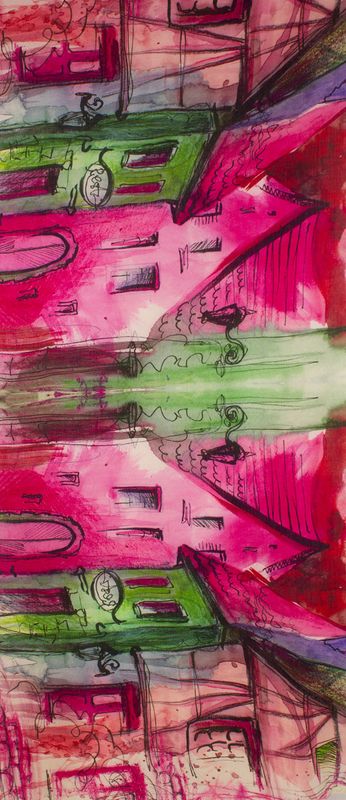 Boheme Ullmix Skjerf i Red Print