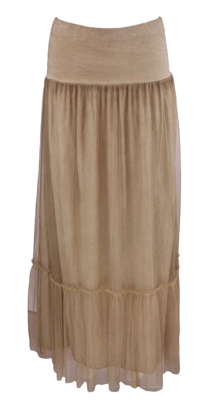 Boheme Langt Chiffonskjørt i Beige