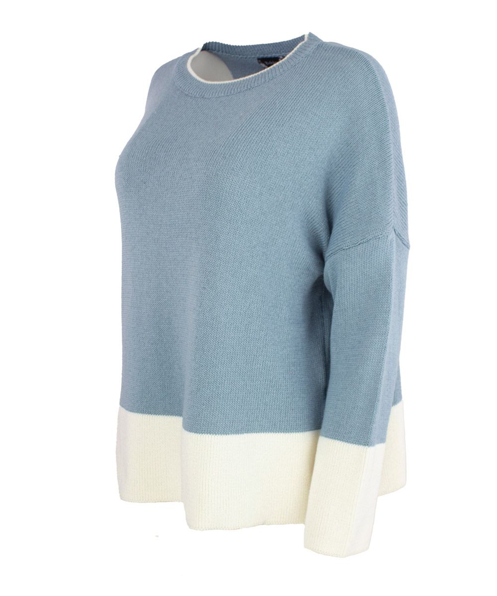 Boheme Genser Bomullsmix 2 Farget Sterling Blue/Offwhite