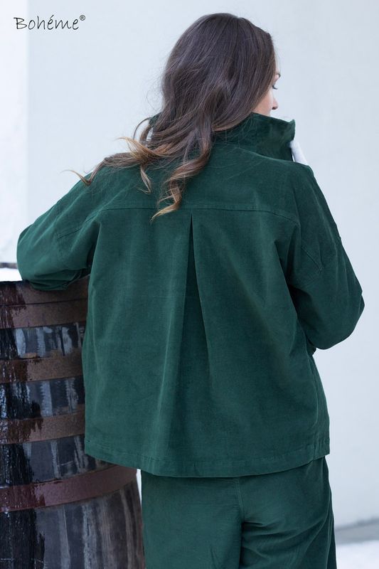 Boheme Jakke Cord i Forest Green