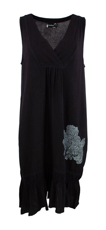 Boheme Lang Kjole Uten Arm i Linmix Black