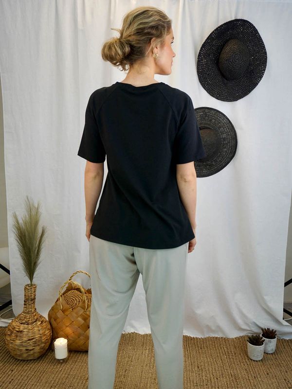 Boheme Topp/M Kort Arm Bambus/Bomull Black