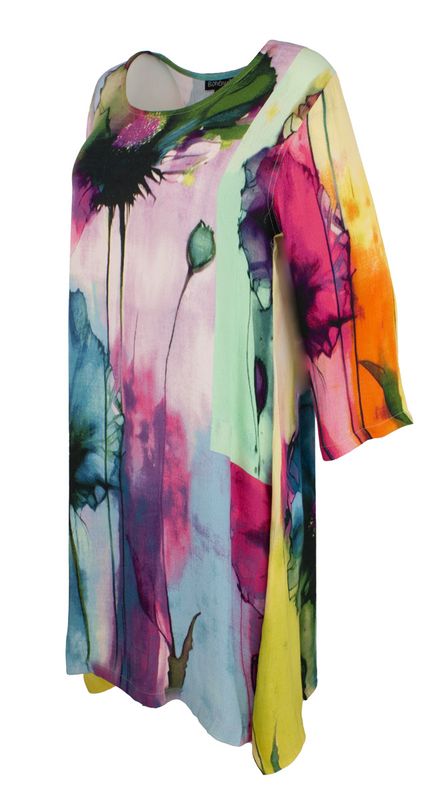 Boheme Kort Satengkjole i Flower Print