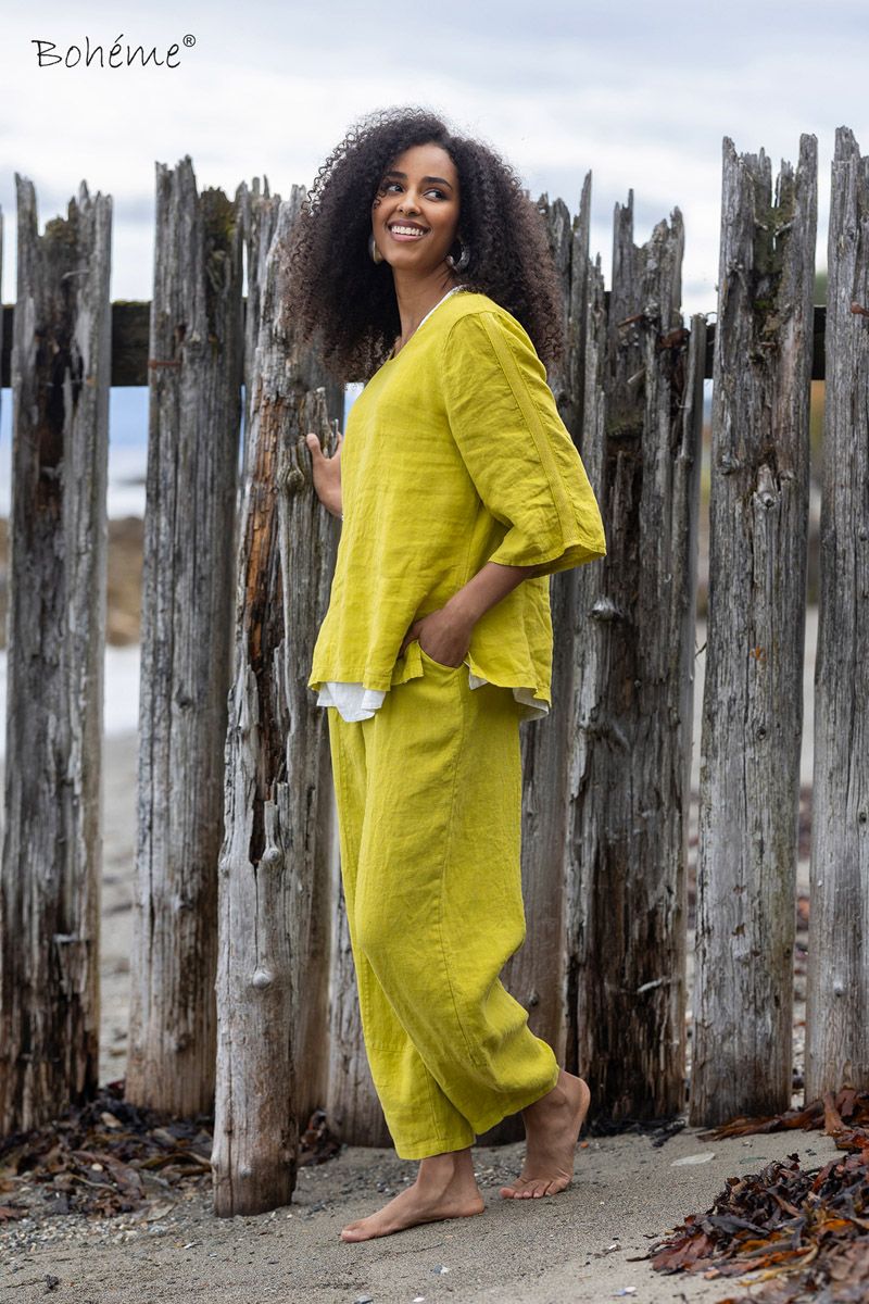 Boheme Lintopp M/ 3/4 Arm i Limegreen