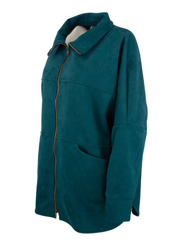 Boheme Jakke i Semsket Imitert Skinn Petrol/BLue
