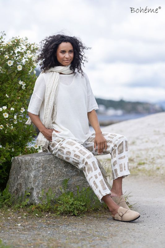 Boheme Genser M/Kort Arm i Offwhite