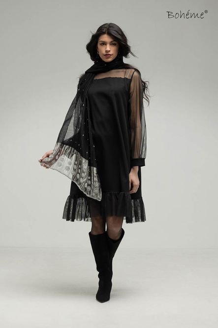 Hovedbilde Boheme Kjole M/chiffon 3/4 Lang Black