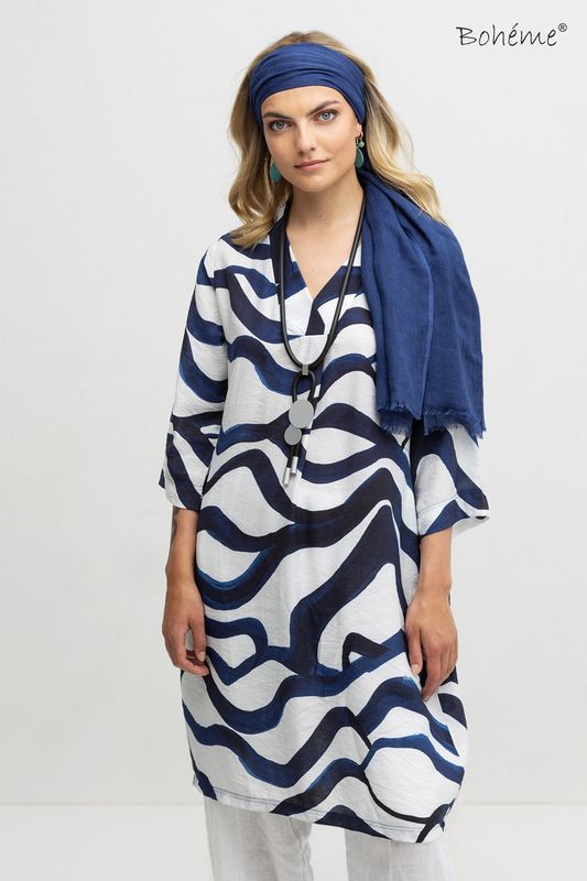 Boheme Skjerf i Lin Blue