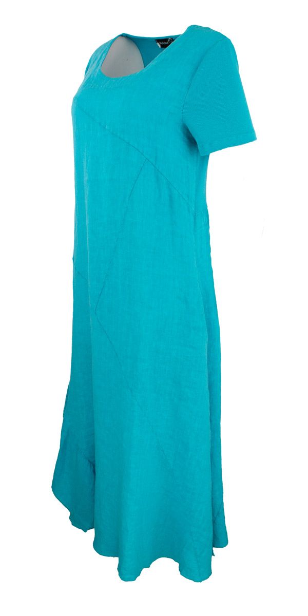 Boheme Lang Linkjole M/Bomullsribb på Ryggen og kort Arm i Turquoise