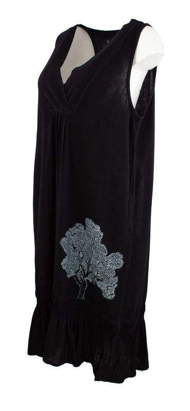Boheme Lang Kjole Uten Arm i Linmix Black