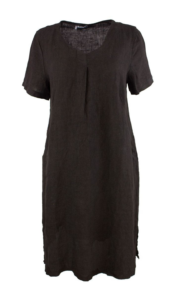Boheme Kjole M/Kort Arm i Lin Black
