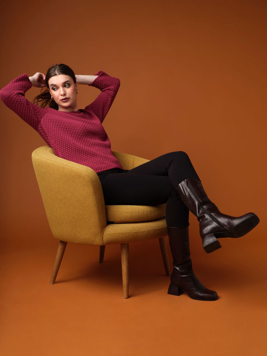 Skovhuus Genser M/Glidelås På Ermene Sangria Red